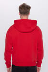 Unisex Oversize Geniş Kesim Pamuklu Yumuşak Dokulu İçi Polarlı Basic Kırmızı Kapüşonlu Sweatshirt