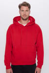 Unisex Oversize Geniş Kesim Pamuklu Yumuşak Dokulu İçi Polarlı Basic Kırmızı Kapüşonlu Sweatshirt