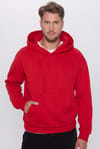Unisex Oversize Geniş Kesim Pamuklu Yumuşak Dokulu İçi Polarlı Basic Kırmızı Kapüşonlu Sweatshirt