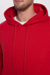 Unisex Oversize Geniş Kesim Pamuklu Yumuşak Dokulu İçi Polarlı Basic Kırmızı Kapüşonlu Sweatshirt