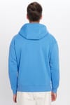 Unisex Oversize Geniş Kesim Pamuklu Yumuşak Dokulu İçi Polarlı Basic Mavi Kapüşonlu Sweatshirt