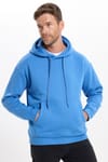 Unisex Oversize Geniş Kesim Pamuklu Yumuşak Dokulu İçi Polarlı Basic Mavi Kapüşonlu Sweatshirt