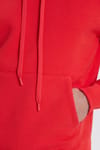 Unisex Oversize Geniş Kesim Pamuklu Yumuşak Dokulu İçi Polarlı Basic Nar Renk Kapüşonlu Sweatshirt