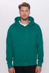 Unisex Oversize Geniş Kesim Pamuklu Yumuşak Dokulu İçi Polarlı Basic Yeşil Kapüşonlu Sweatshirt