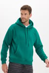 Unisex Oversize Geniş Kesim Pamuklu Yumuşak Dokulu İçi Polarlı Basic Yeşil Kapüşonlu Sweatshirt