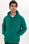 Unisex Oversize Geniş Kesim Pamuklu Yumuşak Dokulu İçi Polarlı Basic Yeşil Kapüşonlu Sweatshirt