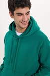 Unisex Oversize Geniş Kesim Pamuklu Yumuşak Dokulu İçi Polarlı Basic Yeşil Kapüşonlu Sweatshirt