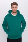 Unisex Oversize Geniş Kesim Pamuklu Yumuşak Dokulu İçi Polarlı Basic Yeşil Kapüşonlu Sweatshirt
