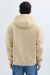 Unisex Oversize Geniş Kesim Pamuklu Yumuşak Dokulu İçi Polarlı Basic Bej Kapüşonlu Sweatshirt