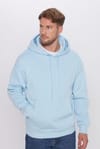 Unisex Oversize Geniş Kesim Pamuklu Yumuşak Dokulu İçi Polarlı Basic Mavi Kapüşonlu Sweatshirt