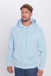 Unisex Oversize Geniş Kesim Pamuklu Yumuşak Dokulu İçi Polarlı Basic Mavi Kapüşonlu Sweatshirt