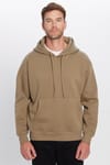 Unisex Oversize Geniş Kesim Pamuklu Yumuşak Dokulu İçi Polarlı Basic Haki Kapüşonlu Sweatshirt