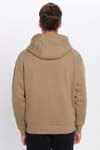 Unisex Oversize Geniş Kesim Pamuklu Yumuşak Dokulu İçi Polarlı Basic Haki Kapüşonlu Sweatshirt