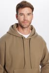 Unisex Oversize Geniş Kesim Pamuklu Yumuşak Dokulu İçi Polarlı Basic Haki Kapüşonlu Sweatshirt