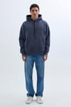 Unisex Oversize Geniş Kesim Pamuklu Yumuşak Dokulu İçi Polarlı Basic Gri Kapüşonlu Sweatshirt