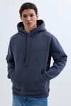 Unisex Oversize Geniş Kesim Pamuklu Yumuşak Dokulu İçi Polarlı Basic Gri Kapüşonlu Sweatshirt