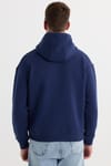 Unisex Oversize Geniş Kesim Pamuklu Yumuşak Dokulu İçi Polarlı Basic Lacivert Kapüşonlu Sweatshirt