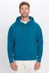 Unisex Oversize Geniş Kesim Pamuklu Yumuşak Dokulu İçi Polarlı Basic Petrol Kapüşonlu Sweatshirt