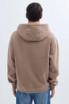 Unisex Oversize Geniş Kesim Pamuklu Yumuşak Dokulu İçi Polarlı Basic Vizon Renk Kapüşonlu Sweatshirt