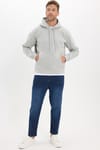 Unisex Oversize Geniş Kesim Pamuklu Yumuşak Dokulu İçi Polarlı Basic Taş Renk Kapüşonlu Sweatshirt