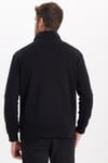 Unisex Relax Fit Rahat Kesim Pamuklu İçi Polarlı Yarım Fermuarlı Siyah Dik Yaka Sweatshirt