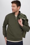 Unisex Relax Fit Rahat Kesim Pamuklu İçi Polarlı Yarım Fermuarlı Haki Dik Yaka Sweatshirt