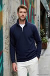 Unisex Relax Fit Rahat Kesim Pamuklu İçi Polarlı Yarım Fermuarlı Lacivert Dik Yaka Sweatshirt