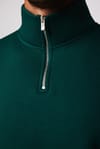 Unisex Relax Fit Rahat Kesim Pamuklu İçi Polarlı Yarım Fermuarlı Haki Dik Yaka Sweatshirt