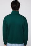 Unisex Relax Fit Rahat Kesim Pamuklu İçi Polarlı Yarım Fermuarlı Haki Dik Yaka Sweatshirt