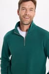 Unisex Relax Fit Rahat Kesim Pamuklu İçi Polarlı Yarım Fermuarlı Haki Dik Yaka Sweatshirt