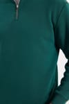 Unisex Relax Fit Rahat Kesim Pamuklu İçi Polarlı Yarım Fermuarlı Haki Dik Yaka Sweatshirt