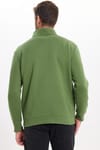 Unisex Relax Fit Rahat Kesim Pamuklu İçi Polarlı Yarım Fermuarlı Yeşil Dik Yaka Sweatshirt
