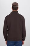 Unisex Relax Fit Rahat Kesim Pamuklu İçi Polarlı Yarım Fermuarlı Kahverengi Dik Yaka Sweatshirt
