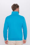 Unisex Relax Fit Rahat Kesim Pamuklu Yarım Fermuarlı Turkuaz Dik Yaka Sweatshirt