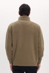 Unisex Relax Fit Rahat Kesim Pamuklu İçi Polarlı Yarım Fermuarlı Haki Dik Yaka Sweatshirt