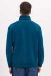 Unisex Relax Fit Rahat Kesim Pamuklu İçi Polarlı Yarım Fermuarlı İndigo Dik Yaka Sweatshirt