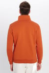 Unisex Relax Fit Rahat Kesim Pamuklu İçi Polarlı Yarım Fermuarlı Kiremit Renk Dik Yaka Sweatshirt