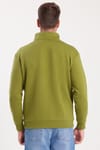 Unisex Relax Fit Rahat Kesim Pamuklu İçi Polarlı Yarım Fermuarlı Haki Dik Yaka Sweatshirt