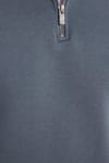 Unisex Relax Fit Rahat Kesim Pamuklu İçi Polarlı Yarım Fermuarlı Gri Dik Yaka Sweatshirt