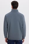 Unisex Relax Fit Rahat Kesim Pamuklu İçi Polarlı Yarım Fermuarlı Gri Dik Yaka Sweatshirt