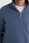 Pamuklu Dik Yaka Fermuarlı Unisex Sweatshirt