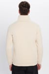 Unisex Relax Fit Rahat Kesim Pamuklu İçi Polarlı Yarım Fermuarlı Ekru Dik Yaka Sweatshirt