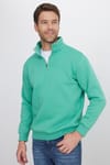 Unisex Relax Fit Rahat Kesim Pamuklu İçi Polarlı Yarım Fermuarlı Yeşil Dik Yaka Sweatshirt