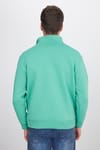 Unisex Relax Fit Rahat Kesim Pamuklu İçi Polarlı Yarım Fermuarlı Yeşil Dik Yaka Sweatshirt