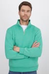 Unisex Relax Fit Rahat Kesim Pamuklu İçi Polarlı Yarım Fermuarlı Yeşil Dik Yaka Sweatshirt