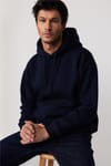 Oversize Pamuk Kapüşonlu Unisex Lacivert Sweatshirt