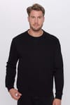 Unisex Relax Fit Rahat Kesim Pamuklu Basic Siyah Bisiklet Yaka Sweatshirt