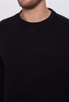 Unisex Relax Fit Rahat Kesim Pamuklu Basic Siyah Bisiklet Yaka Sweatshirt