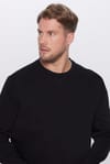 Unisex Relax Fit Rahat Kesim Pamuklu Basic Siyah Bisiklet Yaka Sweatshirt