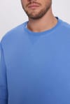 Unisex Relax Fit Rahat Kesim Pamuklu Basic İndigo Renk Bisiklet Yaka Sweatshirt
